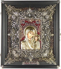 Фото Икона Казанская Божья Матерь в киоте из дерева